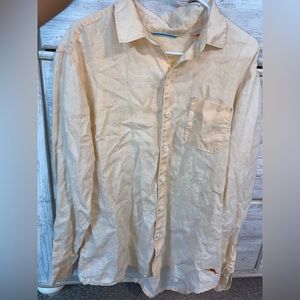 Tommy Bahama Mens Relax Peach Button Up Shirt / Long Sleeve / Tee / Top